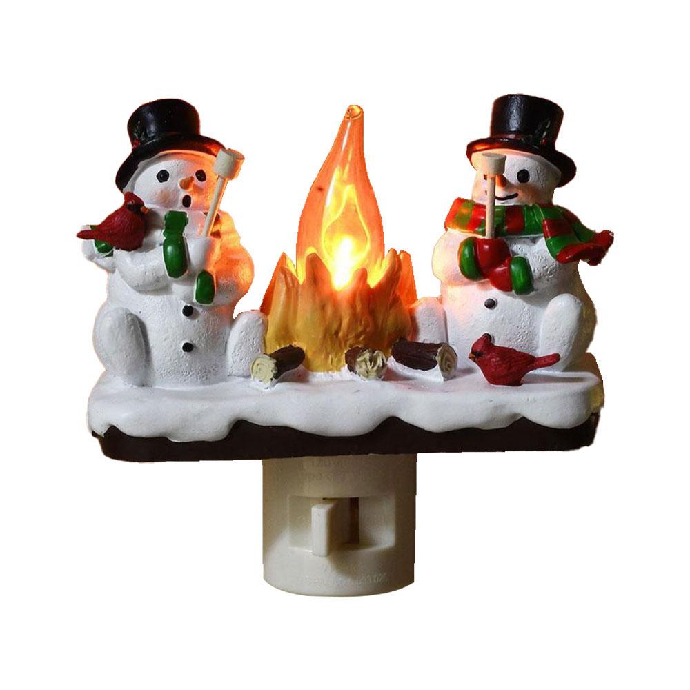 1pcs Snowman Campfire Flickering Night Light Christmas Santa Claus Plug In Night Light Christmas Decoration for Boys/Girls