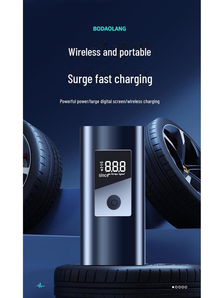 Портативный беспроводной автомобильный воздушный насос с большой батареей и цифровым дисплеем — многофункциональный ручной трансграничный воздушный насос.