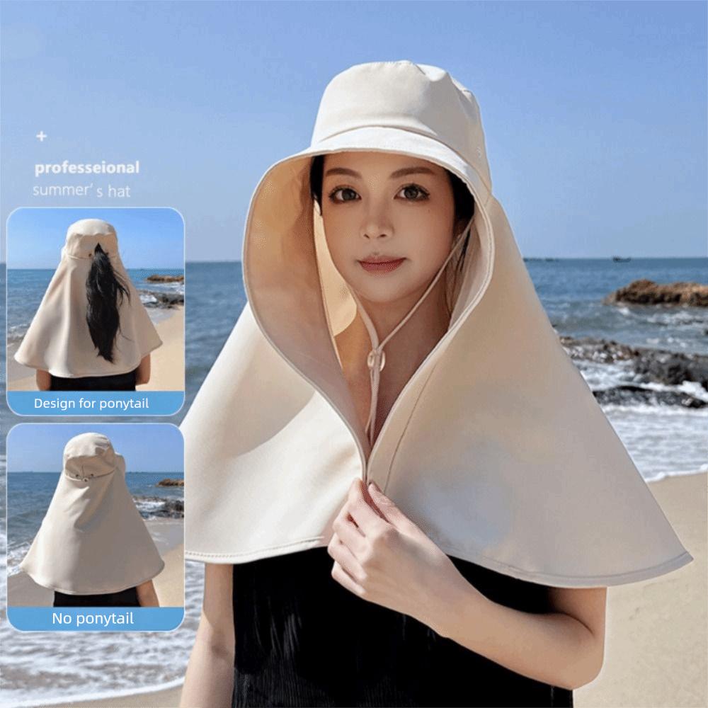 Wide-Brimmed Sunshade Sun Hat Sunscreen Neck Protection Cap Windproof Rope Picking Tea Hat Outdoor
