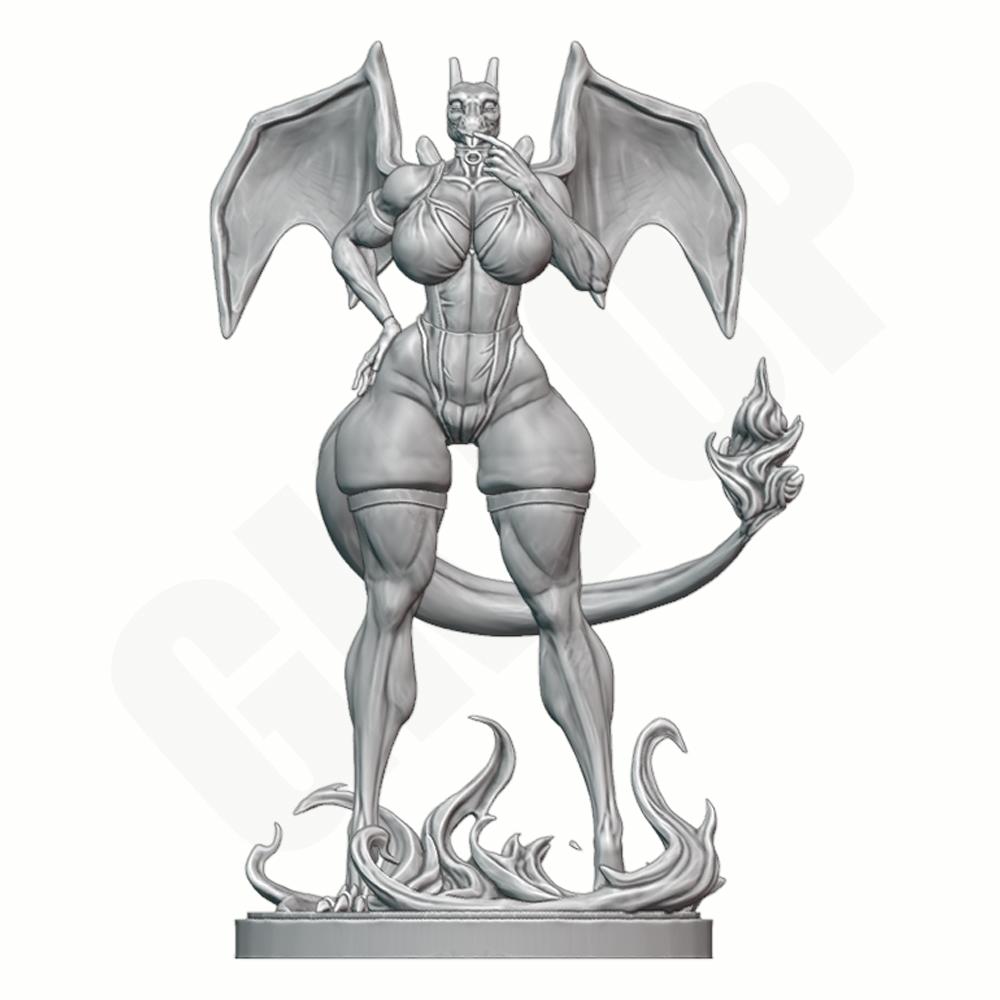 1/24 NSFW Фигурки Девушка-Дракон Огонь FUTA Гаражные Наборы 3D Печатная Серая Смоляная Статуя Миниатюрная Модель DIY Неокрашенные Несобранные Игрушки