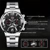 3pcs/set, Fashion Men's Calendar Sports Quartz Watch with Stainless Steel Strap & Bracelet & Necklace, Best Gifts for Him