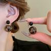 Серебряная игла смола тигровый глаз асимметричные серьги Маillard ретро персонализированные универсальные серьги-гвоздики легкая роскошь высококачественные серьги