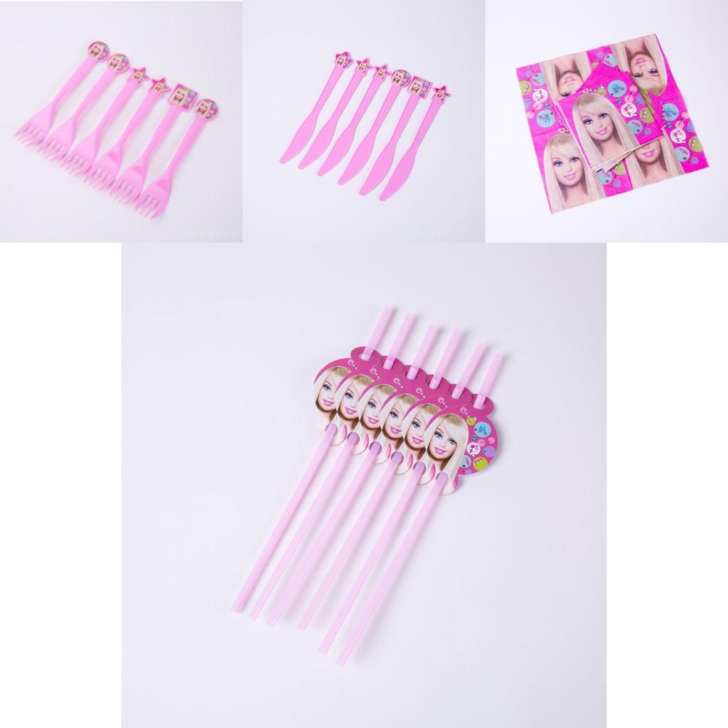 Кукла Барби Розовые Принадлежности для Дня Рождения для Девочек с Полной Посудой и Игрушками