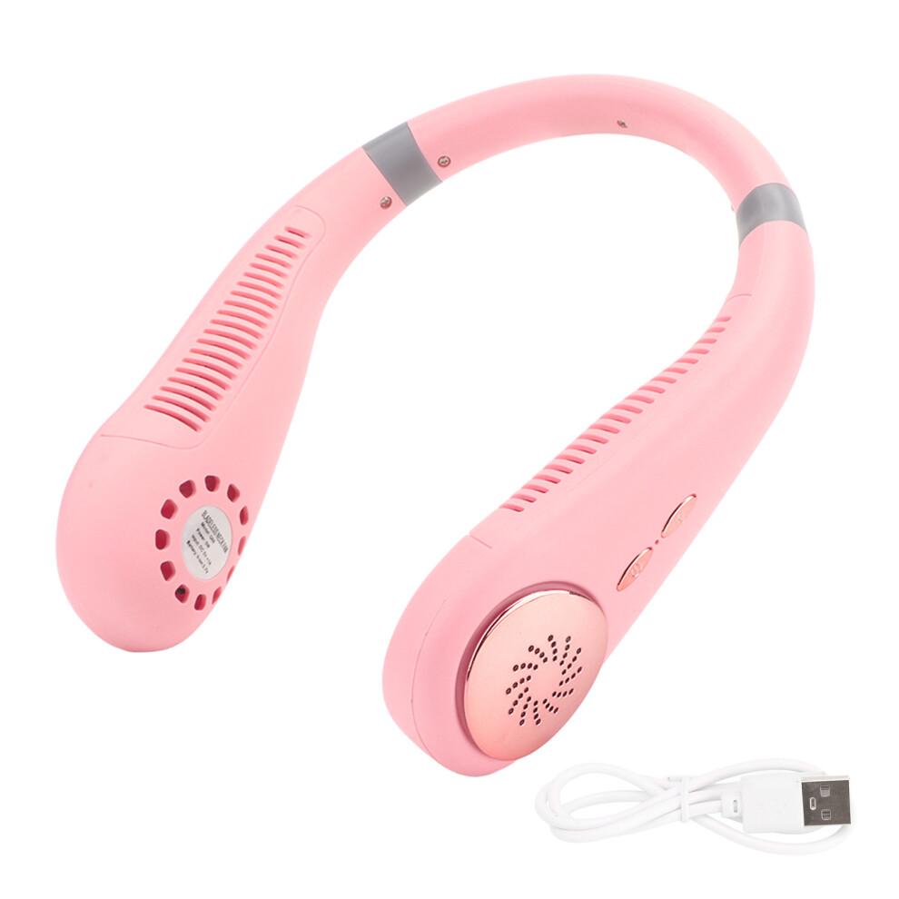 Silent & Portable Bladeless Neck Fan, Rechargeable & Efficient, for Men & Women, Perfect for Hot Weather Activities (Pink)
