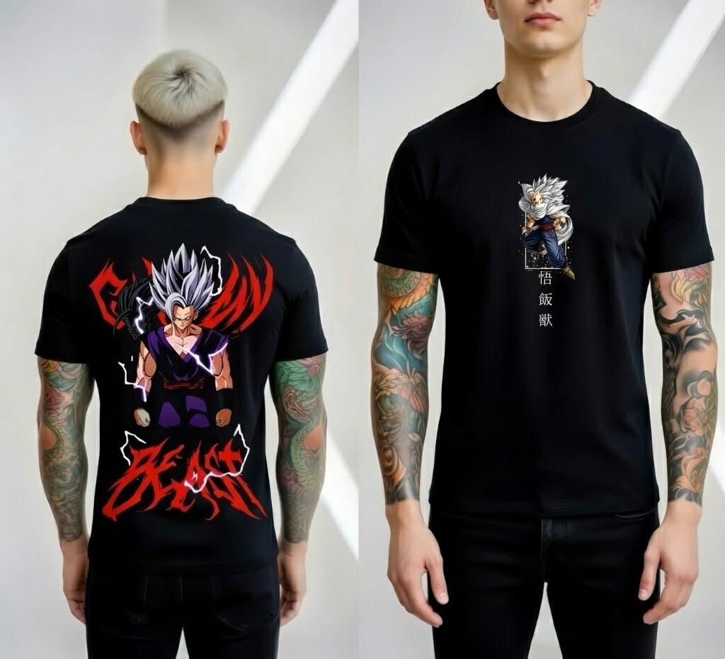 Anime Gohan Beast T-Shirt Dragon Ball Z Graphic Tee Front Back Print Men US