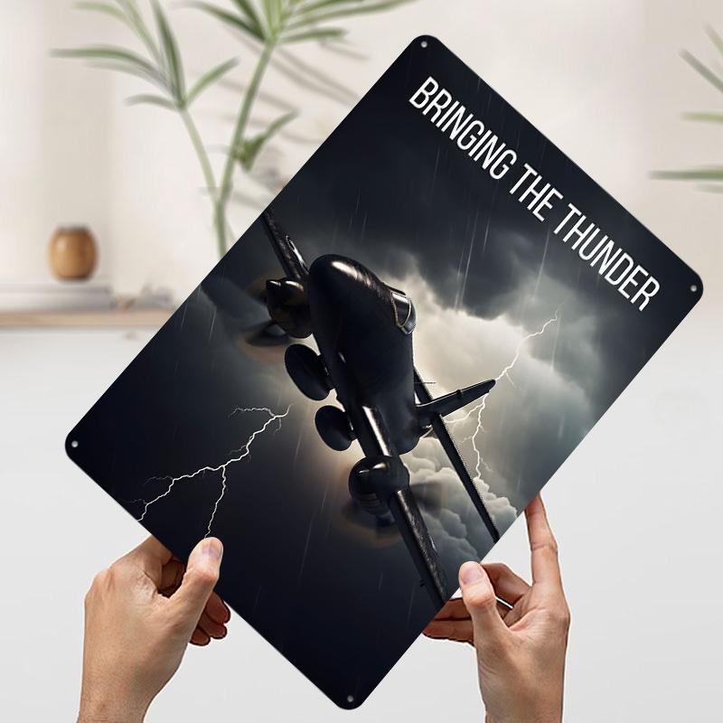 Bringing The Thunder Plane Metal Poster Custom Wall Art Retro Vintage Tinplate Signs for Man Cave Decoration Aesthetic House