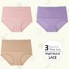 High Waist Women's Panties Lace Women's Large Size Panties Solid Color High-waisted Triangle Pants Underwear Briefs