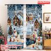 2D Flat Printing 2pcs Christmas Drapes Snowmen and Trees6 Machine Washable Fabric Without Electricity Spring Party & Holiday