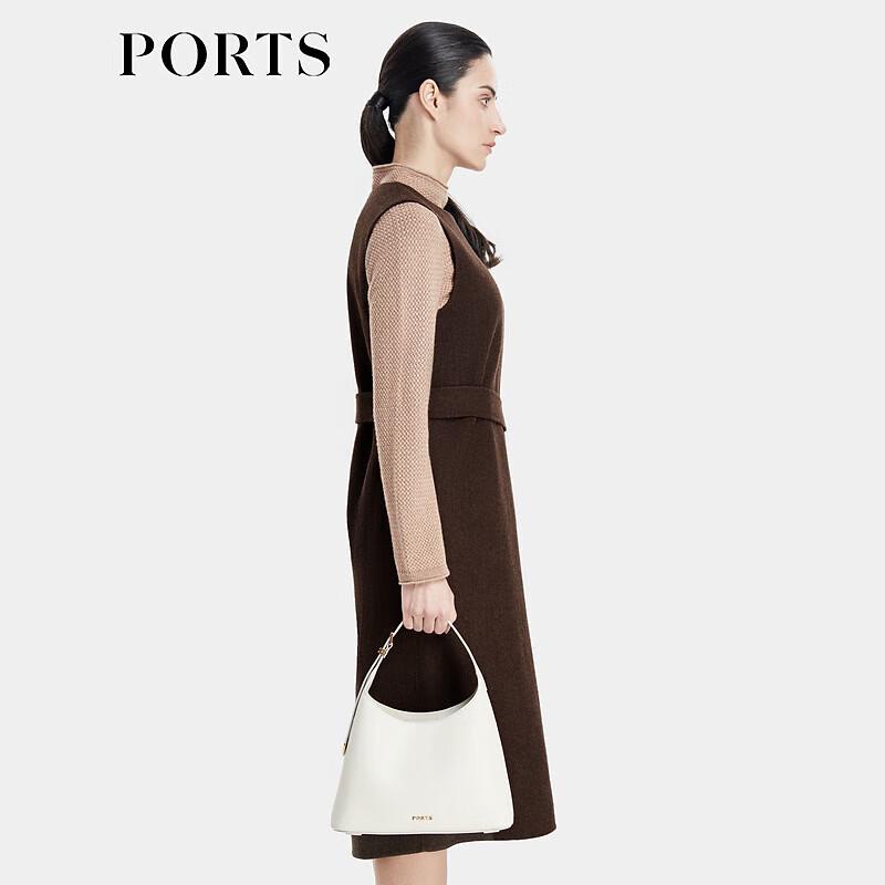 PORTS Sleeveless A-Line Wool Blend Dress