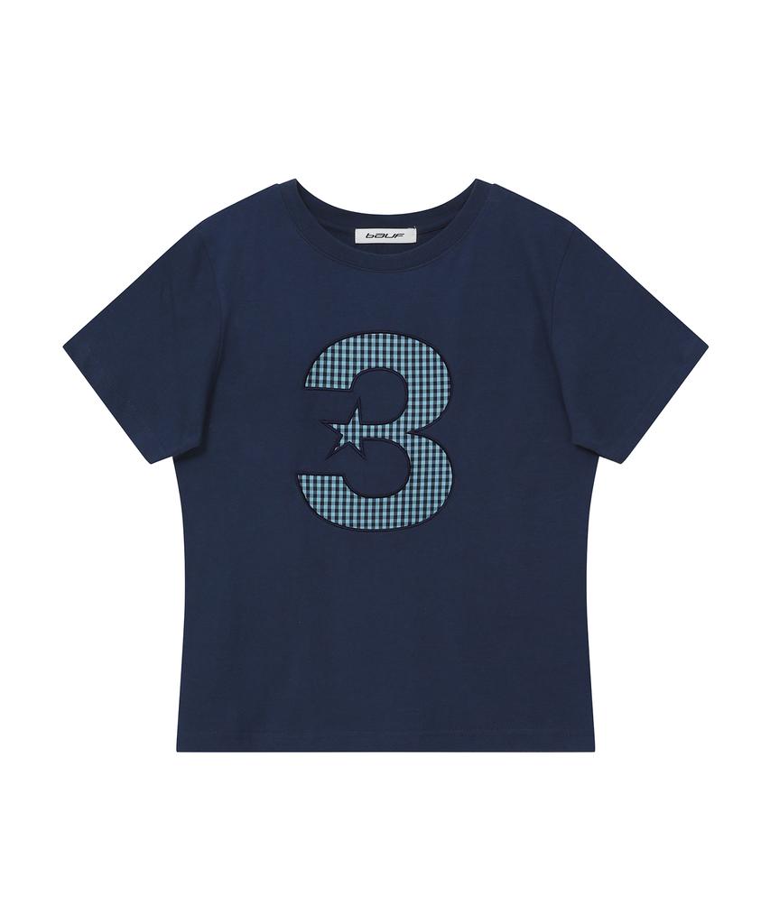BAUF 3 Logo Check Slim Fit T-Shirt [Navy]