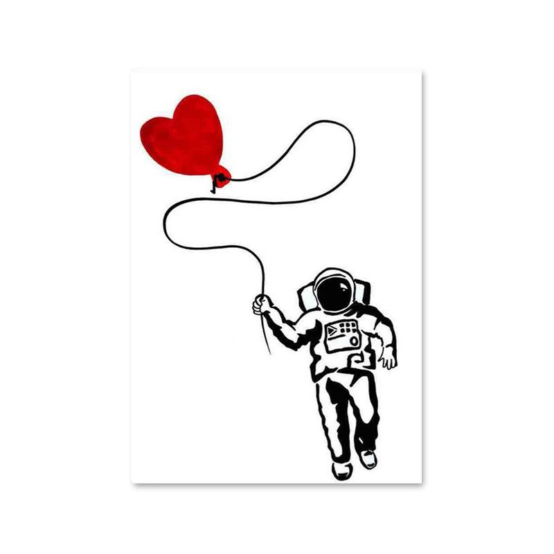 Граффити Бэнкси, красный воздушный шар, плакат, принты, абстрактные фигуры, картина на холсте, настенное искусство, картина для офиса, коридора, домашнего декора