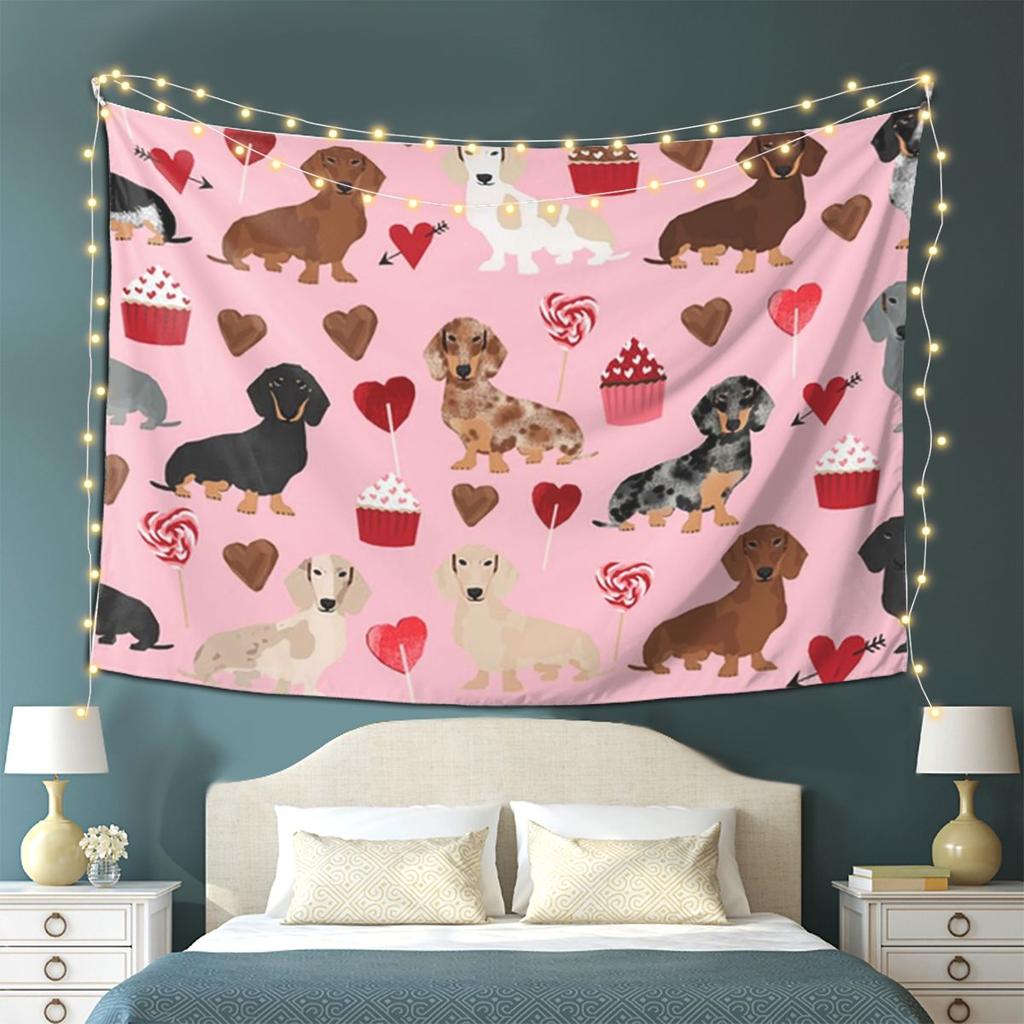 Dachshund Dog Tapestry Wall Hanging Aesthetic Home Decor Tapestries for Dorm Room