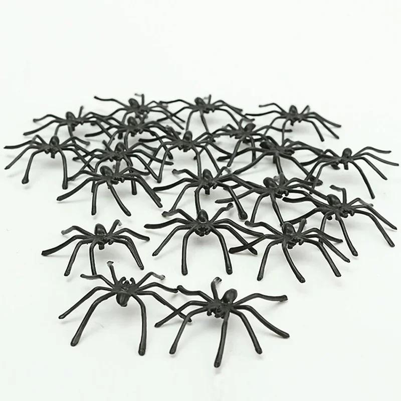 10Pcs Party DIY Decoration Halloween Luminous Rubber Fake Spider Plastic Figure Prank Funny Toy Home Party Decoration Gift