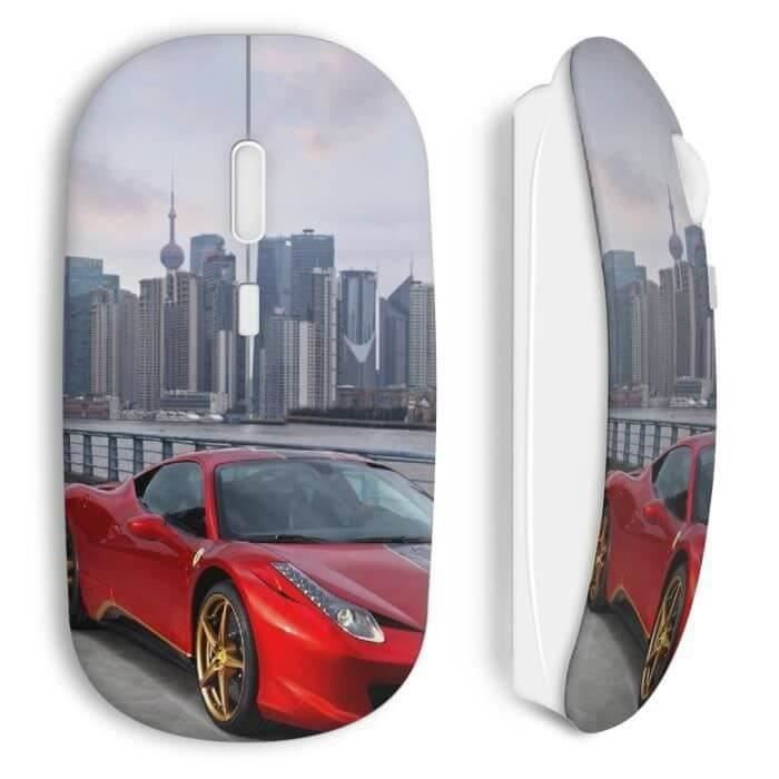Wireless Mouse Ferrari City Red Car