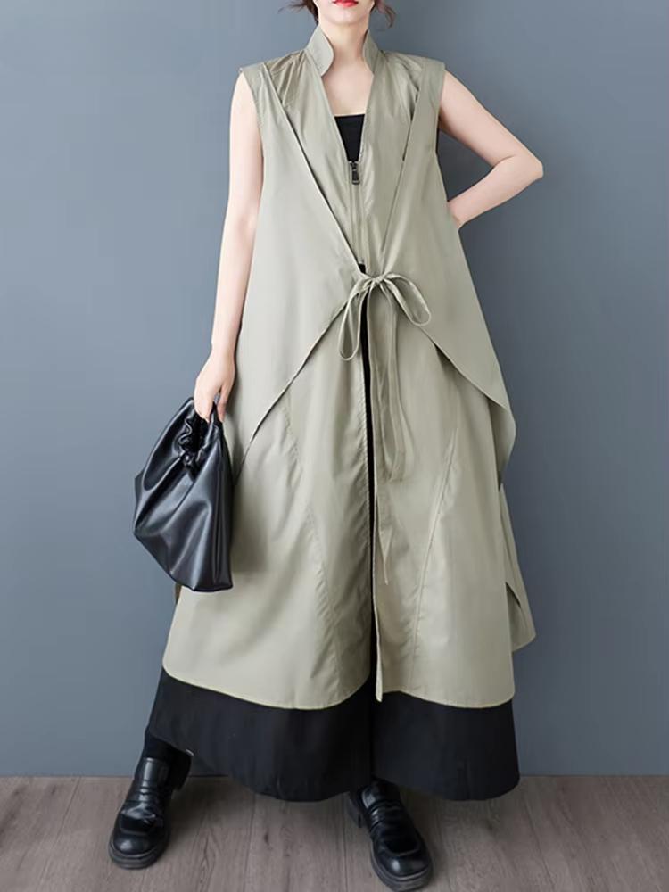 Xitao Платье-пэчворк с V-образным вырезом на молнии ZY8937