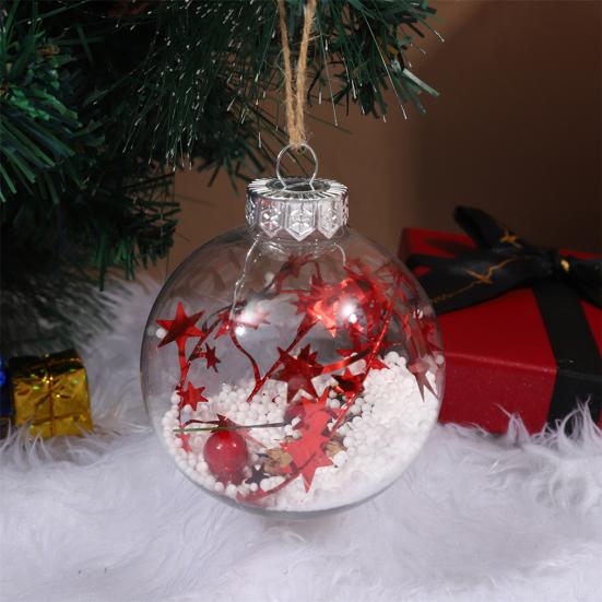 3 шт. Рождественский шар с прозрачными блестками, украшения с тесьмой, подвесное украшение для рождественской елки