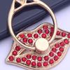 Finger Ring Holder Degree Rotating Metal Universal 360 Rhinestone Lips Shape Phone Ring