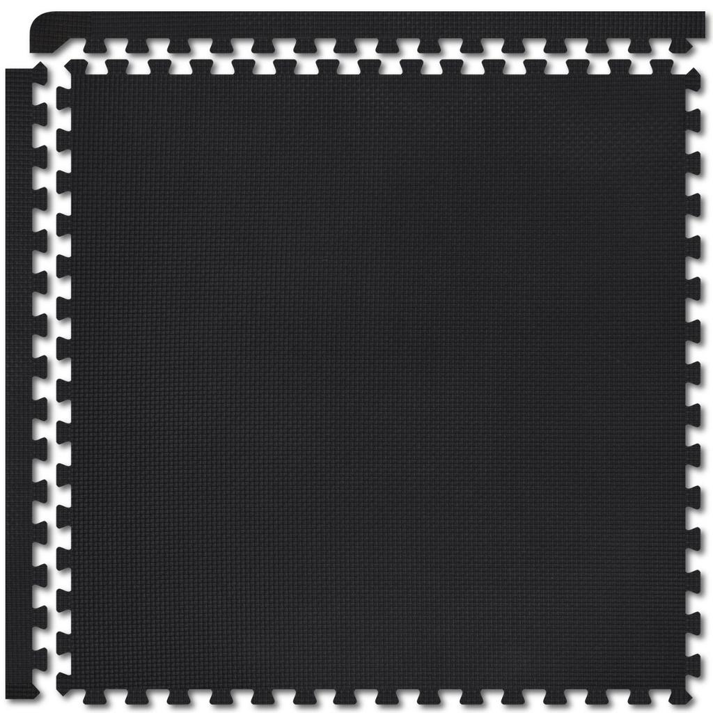 FIELDOOR Training and Exercise Mats (Black), 45 X 45 X 2.0 Cm, Set of 8, Soundproof and Scratch-Resistant