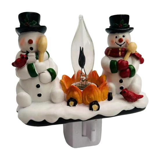 Christmas Campfire Flickering Night Light 3D LED Small Electric Light with Faux Flicker Flame for Holiday Indoor Decorations