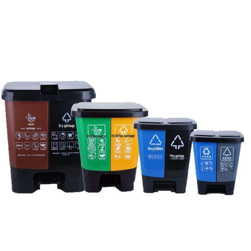 Hotel and Guesthouse Wet/Dry Separation Trash Can with Foot Pedal