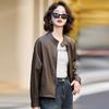 Design Textured Leather Jacket Women's Jacket Spring and Autumn New Single-breasted Lapel Top Locomotive Jacket Short Leather Jacket