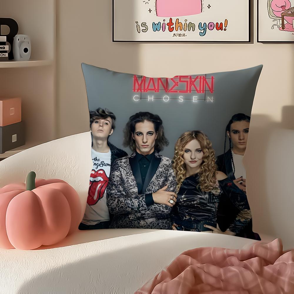 Bold Italian Rock Band MManeskin Cushion Cover Pillowcase Short Plush Invisible zipper Room Sofa Cushion Cover