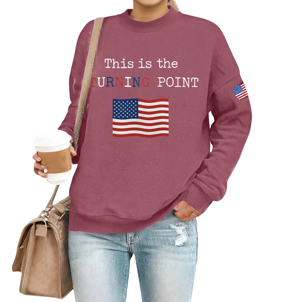 Women's Casual Fashion Round Neck Long Sleeve  Printed Sweatshirt