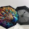 1pc Colorful Peacock Feather Mandala Umbrella with Plastic Handle,Suitable for All Seasons Home Travel Outdoor UmbrellaDD1244
