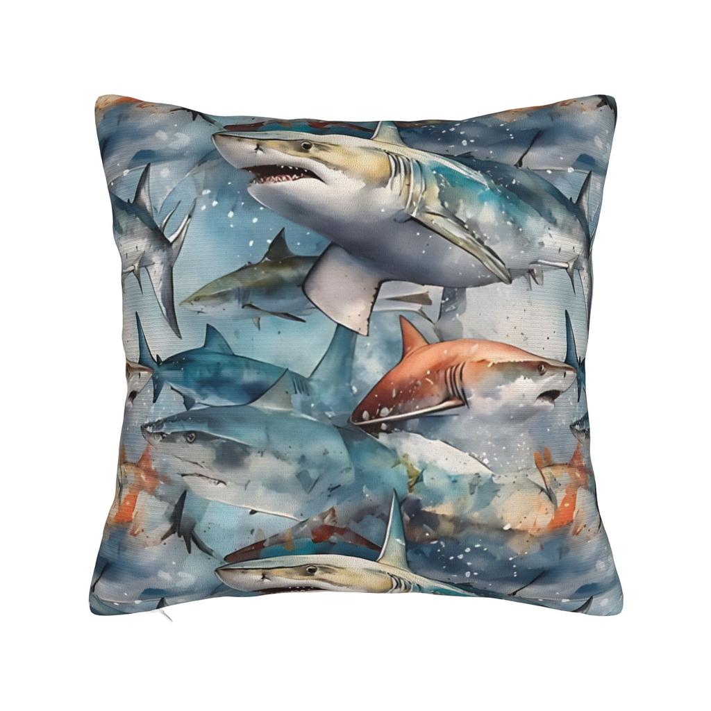 Pillow Cover Sharks Fantastic Animals Vintage Watercolor Pattern Vintage Pillow Case For Living Room Chair Pillowcases