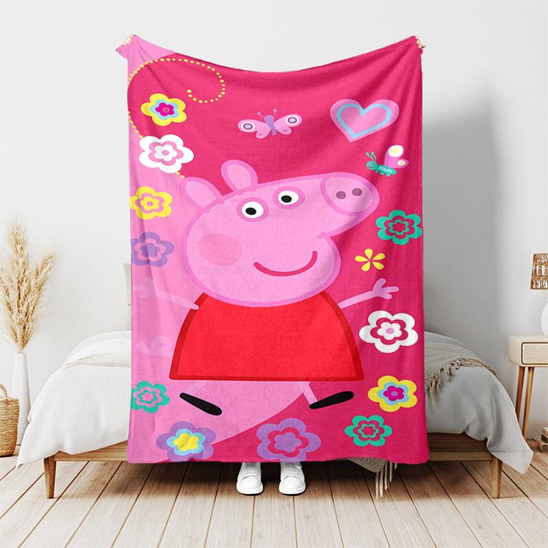 1pc Blanket Peppa Pig2 Print Design, Lightweight Blanket for Sofa, Bed- Soft &Warm, Gift for All Seasons like Christmas, Halloween