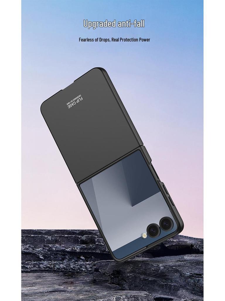 GKK Однотонный противоударный ПК-чехол для Samsung Z Flip7 - Большое окно, Ощущение кожи, Трансграничный, Защита складного экрана