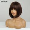 Темно-коричневый тип волосПарик для женщин Короткий прямой боб Синтетические волосыПарики с челкой Повседневное использование для косплея