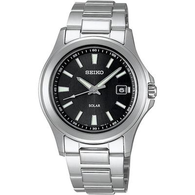 Мужские часы Seiko Solar Quartz SBPN067 Серебристый Черный Нержавеющая сталь Водонепроницаемость 100 м