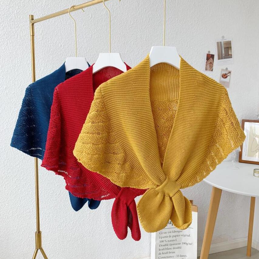 Women's Sweet Crochet Lace Tassels Knit Wide Collar Cape Shawl