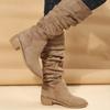 Chic Winter Suede Boots for Women  Knee-High, Chunky Heel, Fashionable   Comfortable
