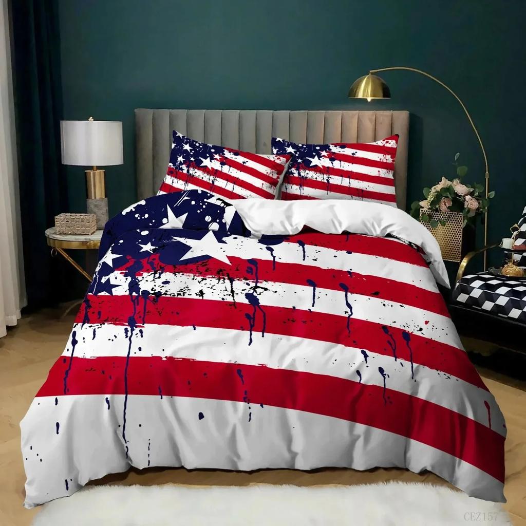 Пододеяльник с флагом США King Size Креативный патриотический комплект постельного белья США для взрослых и подростков Микрофибра Пододеяльник