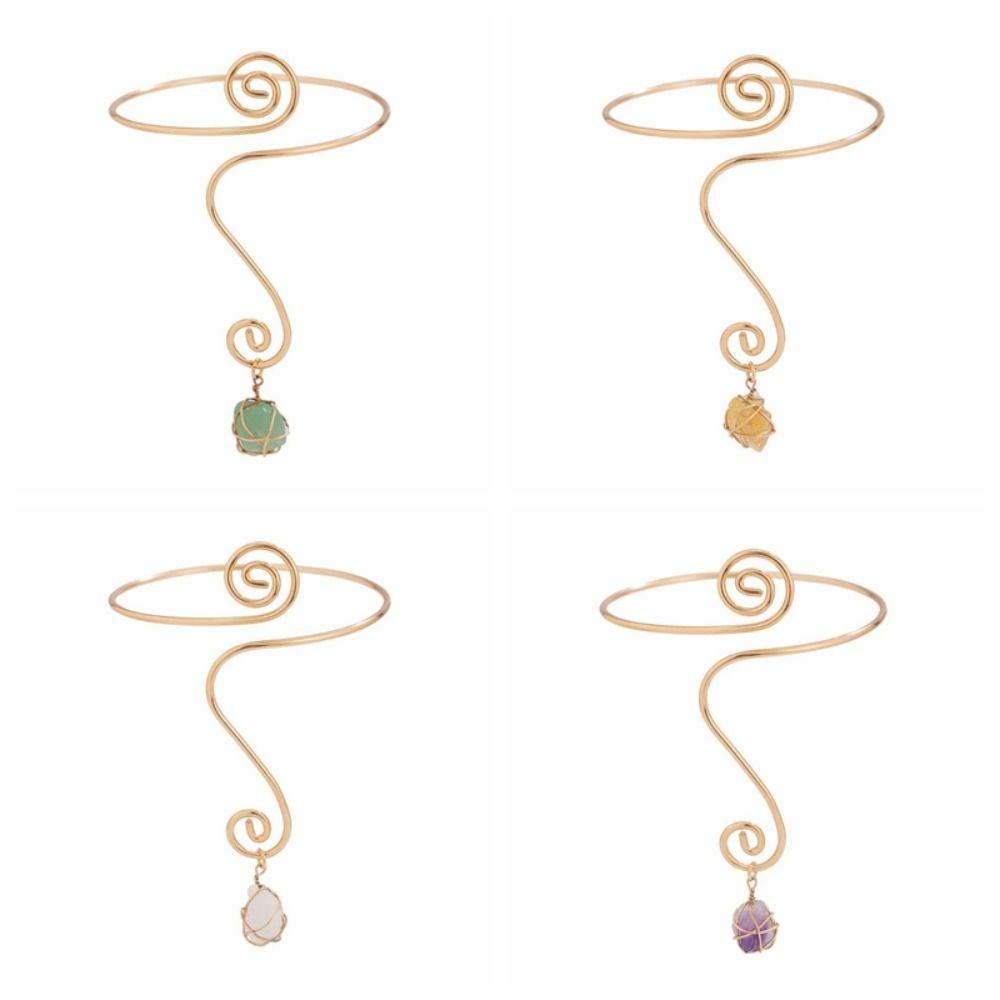 Кулон-капля воды из камней, Браслеты-манжеты на руку, Богемный спиральный браслет на плечо для женщин