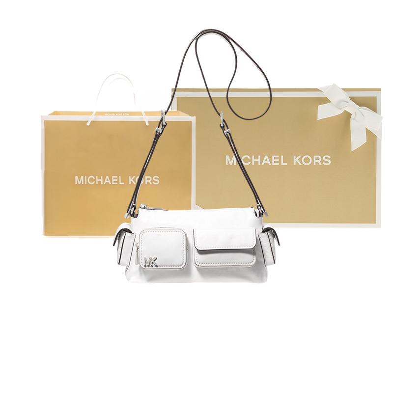 Michael Kors Mk Dakota Мотоциклетный стиль Кожаная сумка через плечо Маленькие женские сумки Белый 32S5SM3C5Y-085
