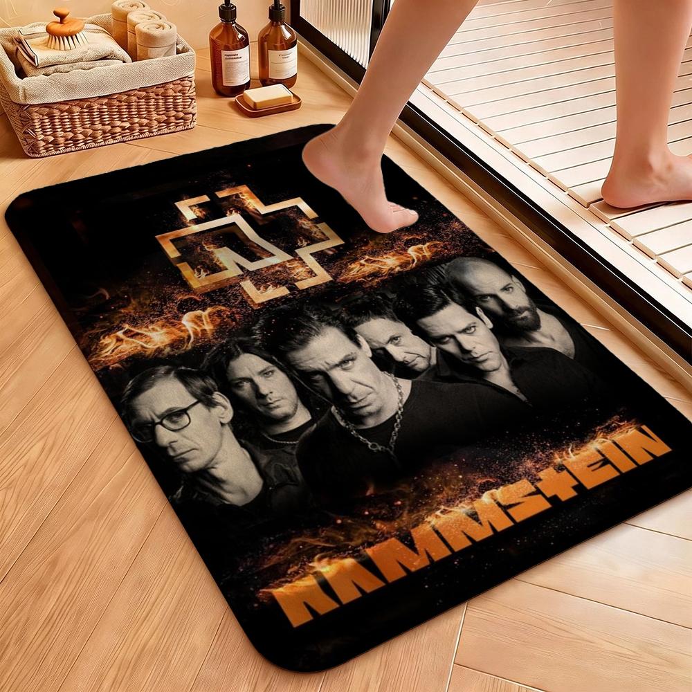 Rammstein Fiery Industrial Metal Band Theme Rug Soundproof Shockabsorbing Carpet For Bathroom Kitchen Home Party Decor Valentine'S Day Gift