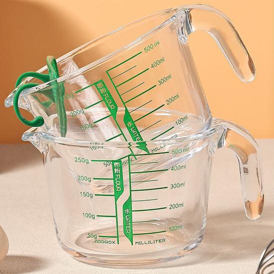 Стеклянный мерный стакан 500/1000 мл, термостойкий мерный кувшин с носиком и маркировкой, кухонные измерительные инструменты
