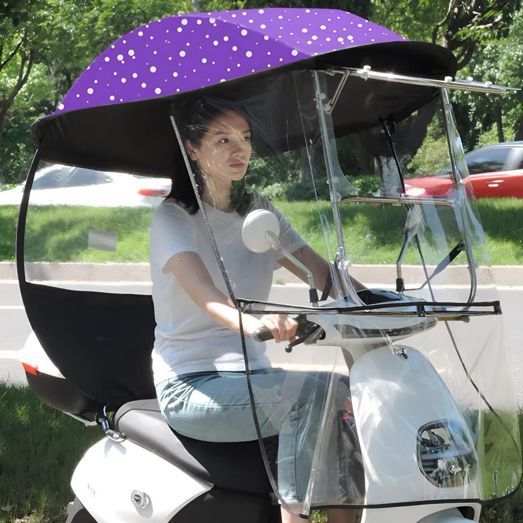 Electric Motorcycle Sunshade Cover, Waterproof Scooter Umbrella Mobility Rain Cover, Universal Electric Motorcycle Sunshade