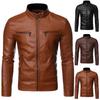 Winter Men's Casual Stand Collar Motorcycle Leather Jacket Coat