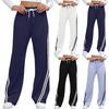 Женские модные однотонные брюки кэжуал прямого кроя с карманами и эластичной талией