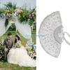 HX6F Bachelorette Rosette Fan BRIDE for Bride To Be Gift Bridal Shower Gift Supplies Bride to Be Lace Rhinestones Fan