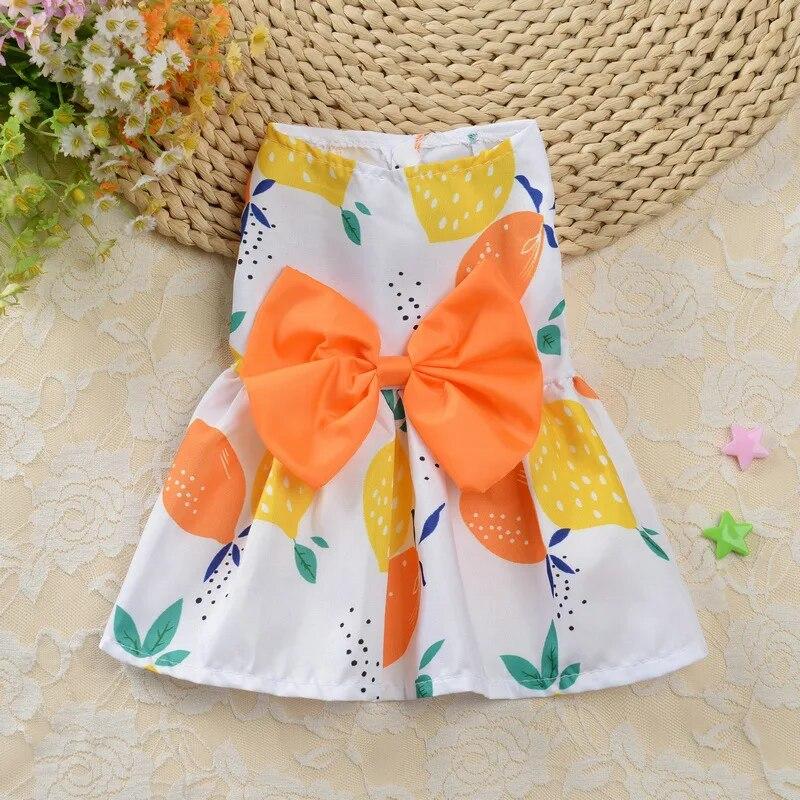 Summer Fruit Printed Dog Skirt for Small Dogs Cats Clothes Sleeveless Dog Vest Puppy Shirt York Chihuahua Pug Dress Costumes