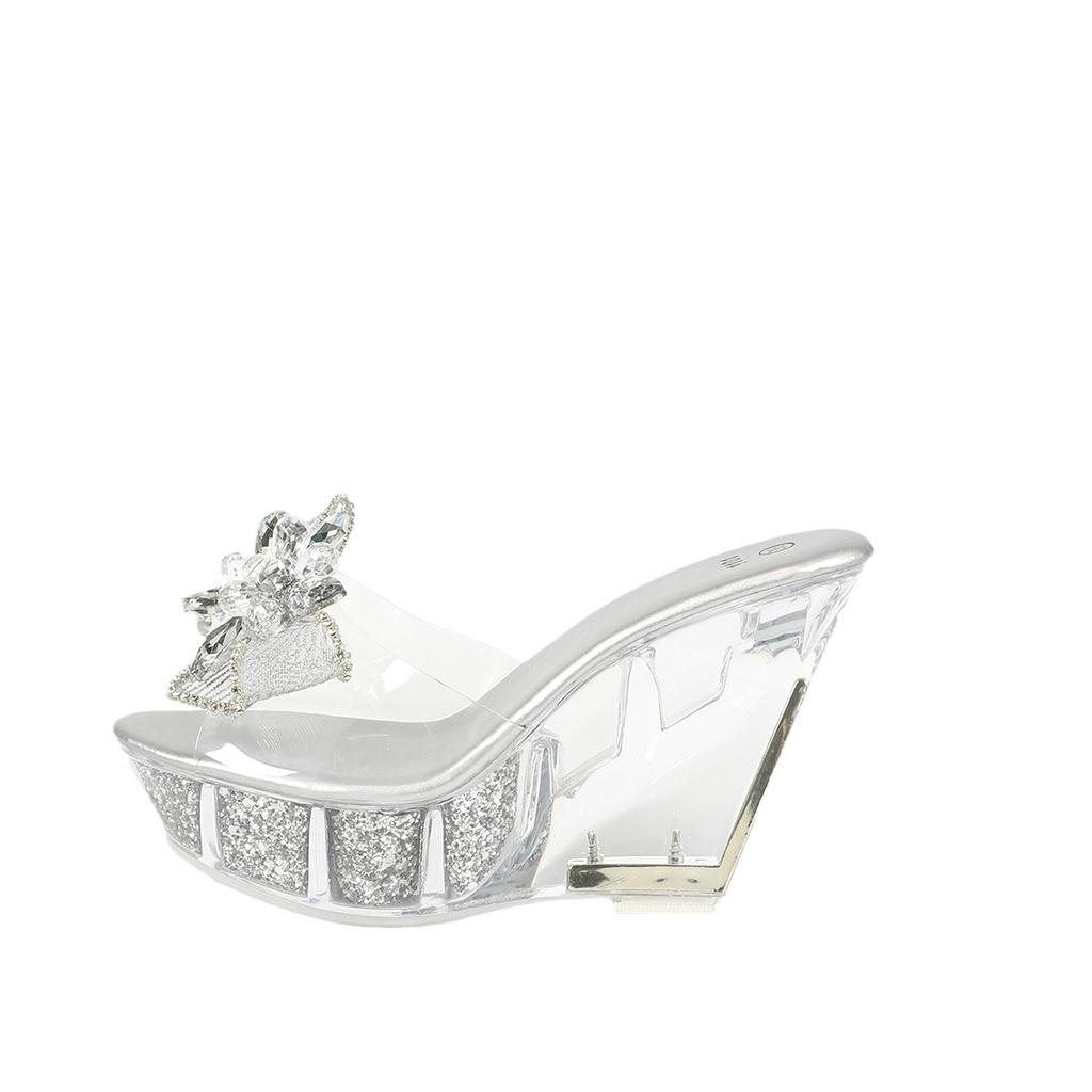 Women's Slope Heel 11CM Nightclub High Heels Flower Heel  Shoes Catwalk Pole Dance Shoes Crystal Sole LFD-1101-D6