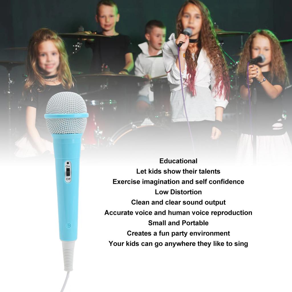 Kids Wired Microphone 3.5mm Plug Low Distortion Portable Music Toy Children Singing Mic for Karaoke Family Party