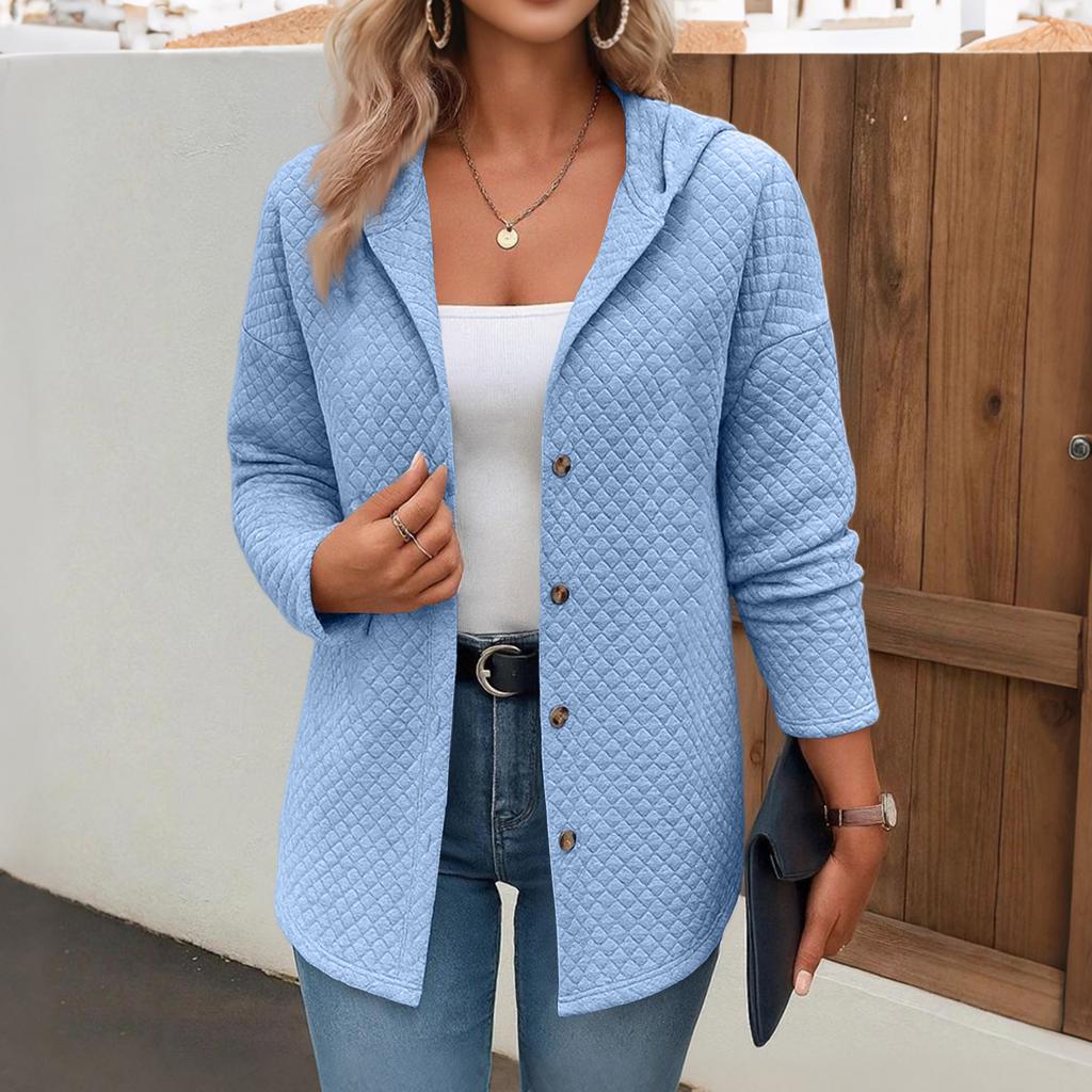 Женский свободный модный кардиган с длинным рукавом и капюшоном, куртка-толстовка в клетку и однотонная