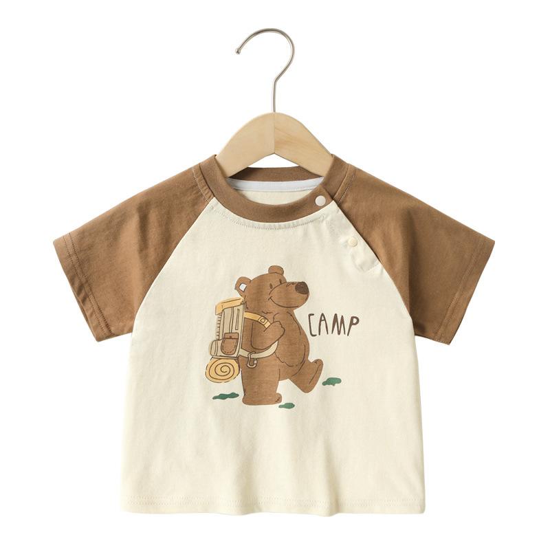 Одежда для малышей, футболки с короткими рукавами для мальчиков, летняя одежда для девочек, летняя хлопковая детская одежда для маленьких девочек, топы