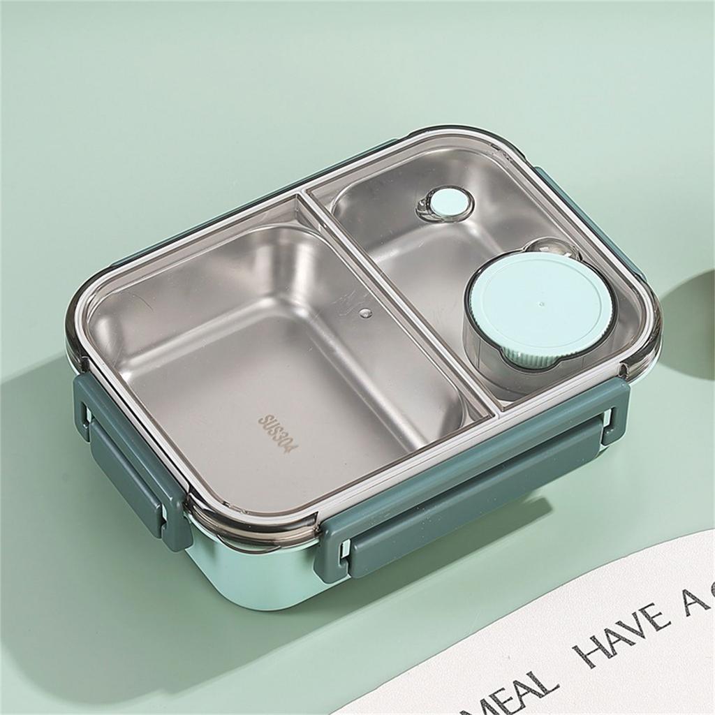 304 Stainless Steel Food Storage Container with Dividers Meal Box Portable Lunch Box for Office and Outdoor Use